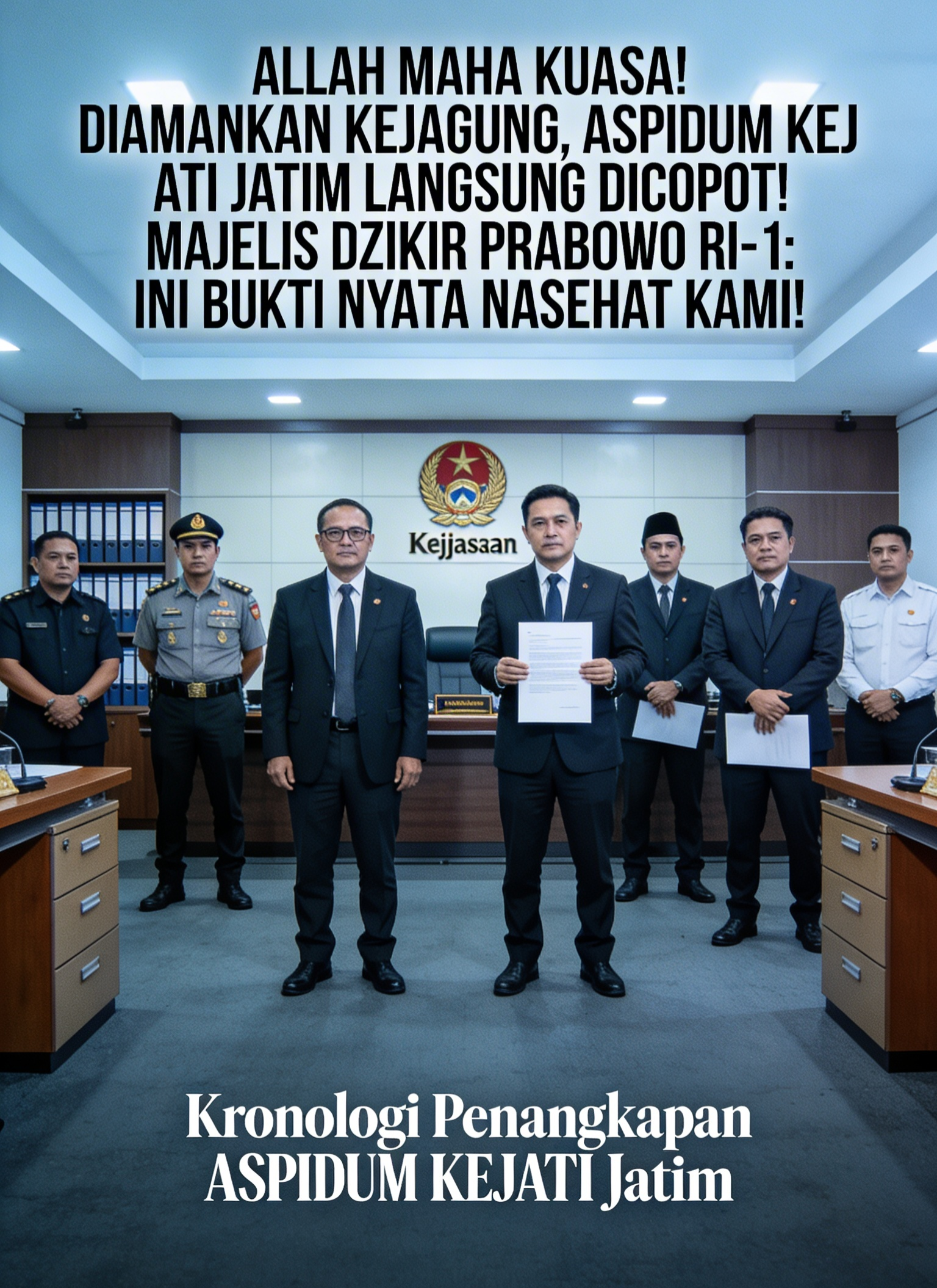 ALLAH MAHA KUASA! DIAMANKAN KEJAGUNG, ASPIDUM KEJATI JATIM LANGSUNG DICOPOT! MAJELIS DZIKIR PRABOWO RI-1: INI BUKTI NYATA NASEHAT KAMI!